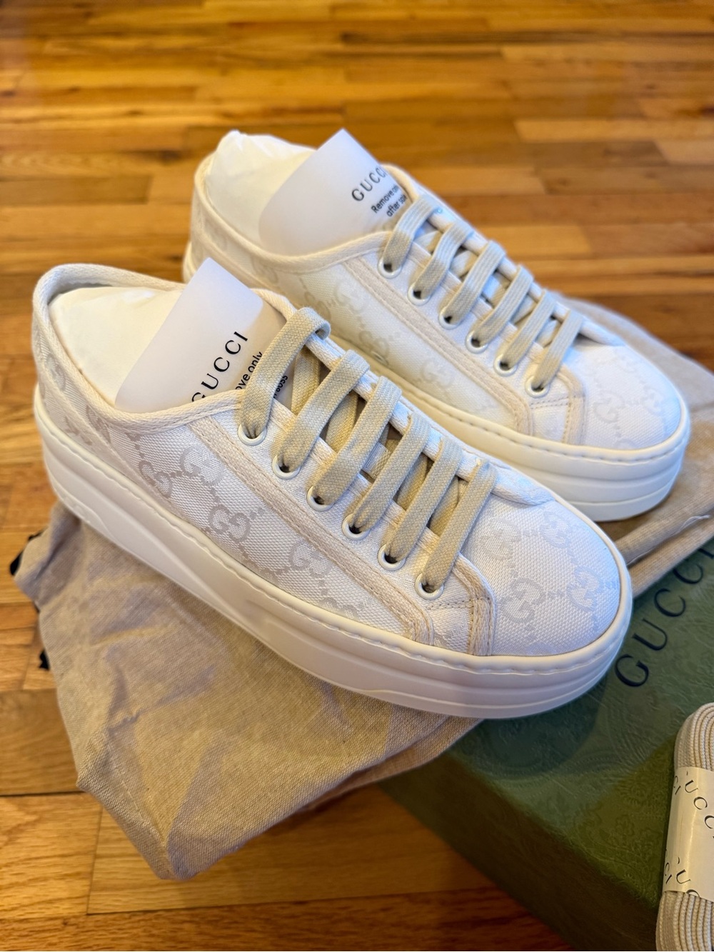 Women’s Gucci White GG Canvas Platform Sneakers